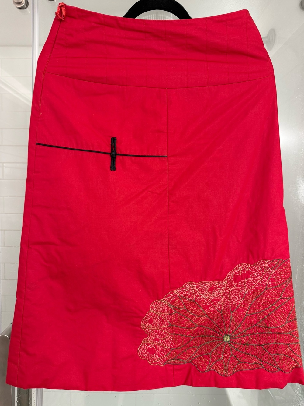 Red Cotton embroidered shirt, size L